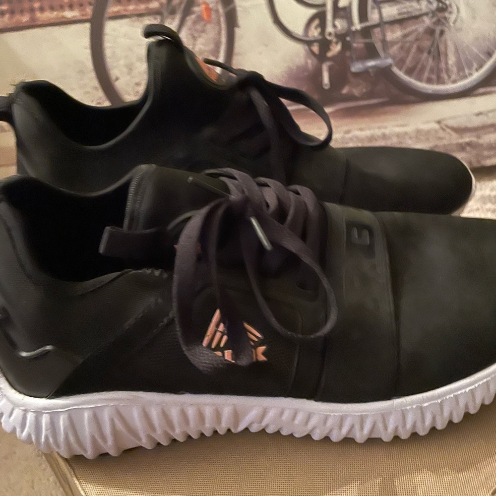 RBX Black Athletic Sneakers with White Soles and Rose Gold Accents